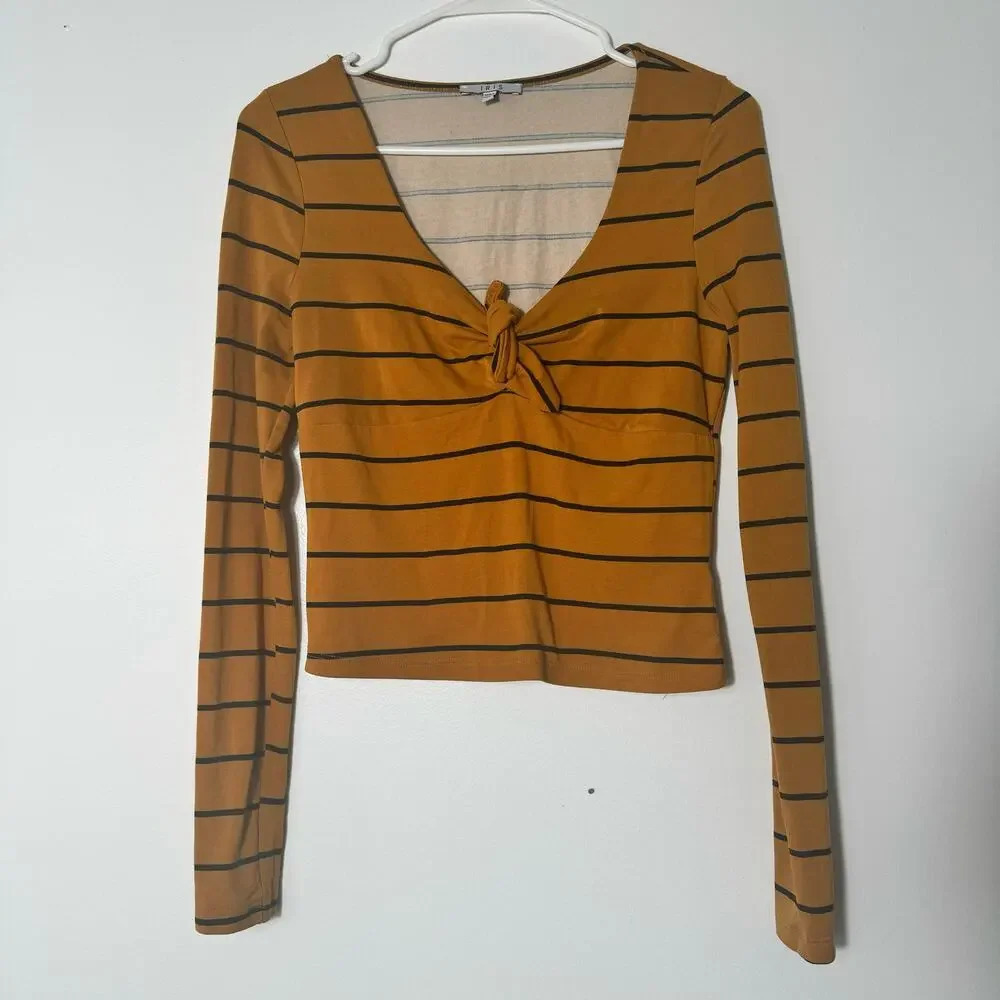IRIS Knitted Women's Striped Long‎ Sleeve T-Shirt